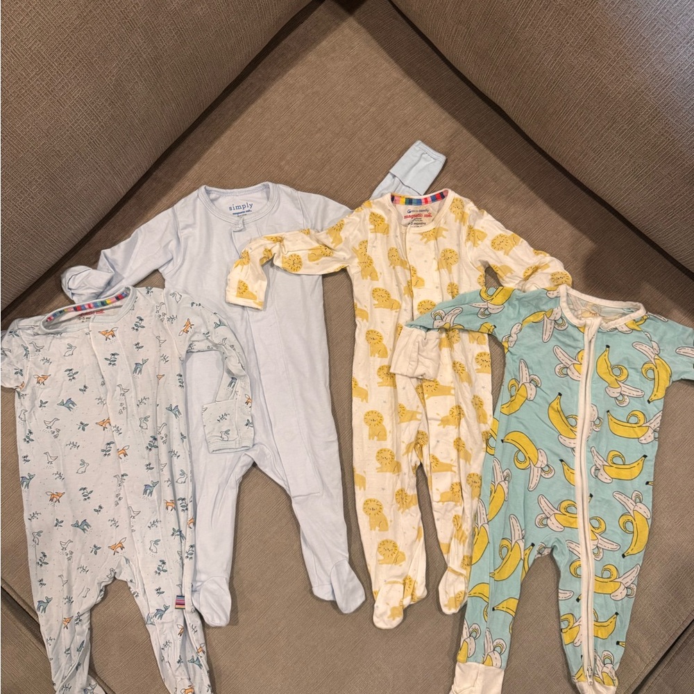 Baby Footies - Blue, Yellow, Cream